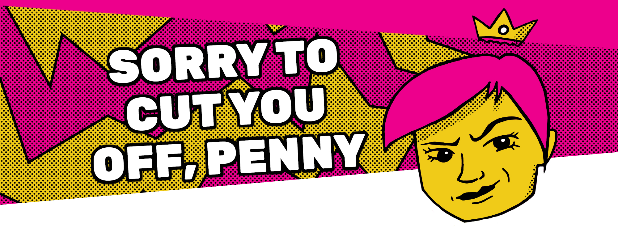 A pop-art header featuring an illustration of Penny Wong